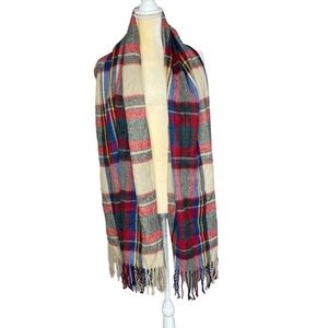 Fall Blanket Scarf by Tickled Pink Plaid Multicolored Fringe